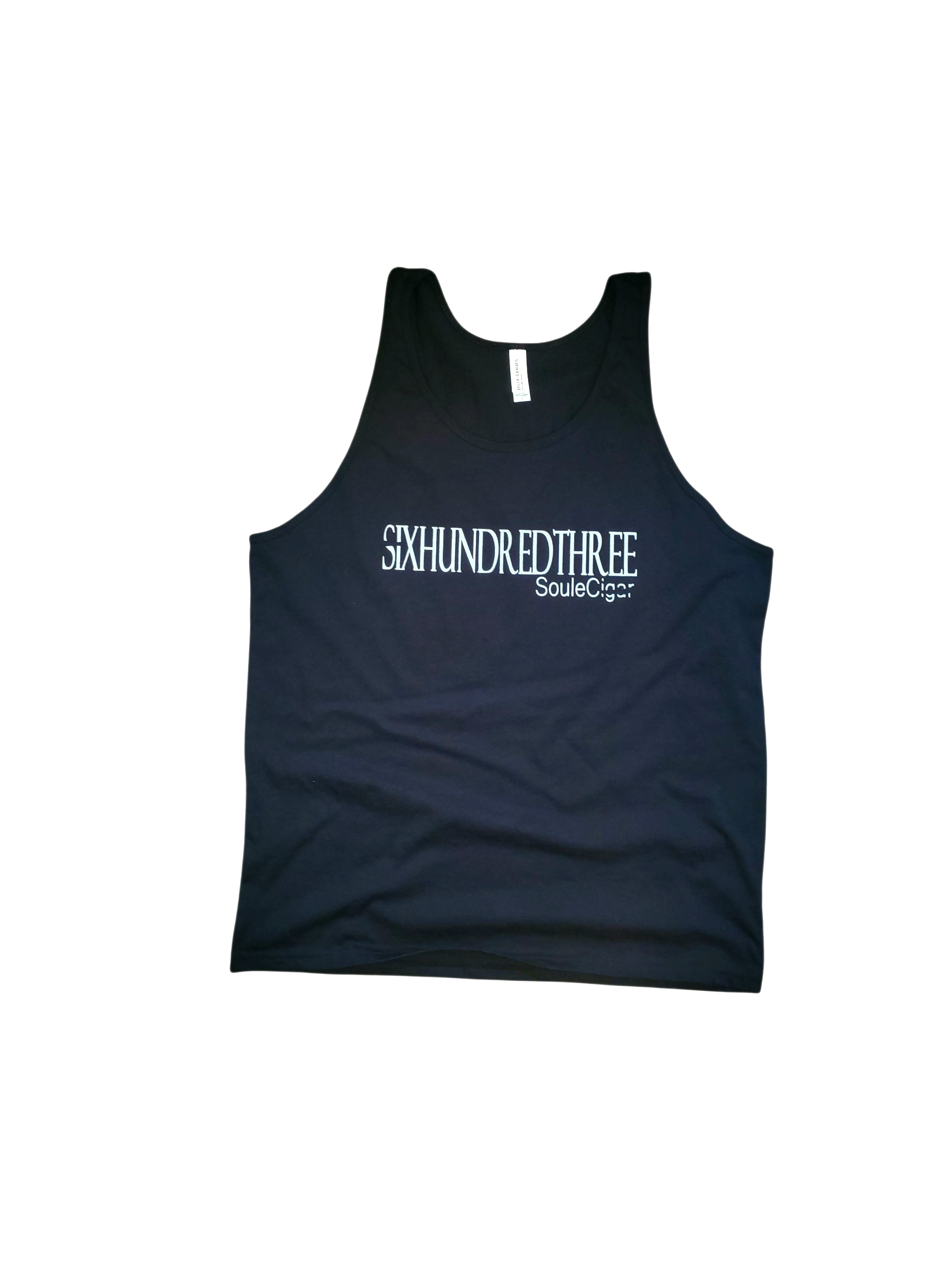 Black tank top with Grey text