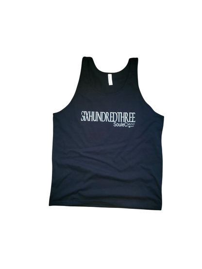 Black tank top with Grey text